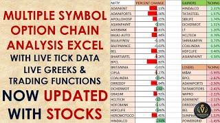 Multiple Option chain analysis Excel with Live tick data & Trading function now Updated with stocks