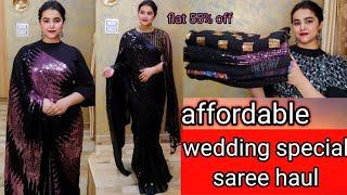 affordable wedding special saree haul || wedding special Black saree haul || pooja choyal