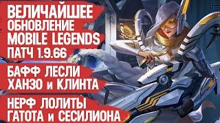 ВЕЛИЧАЙШЕЕ ОБНОВЛЕНИЕ Mobile Legends 1.9.66 \ Бафф ЛЕСЛИ КЛИНТА и НАТАНА \ Нерф Гатота и Лолиты