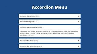 Responsive Accordion Menu Using only HTML CSS & JAVASCRIPT