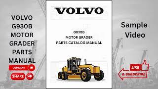 Download Volvo G930B Motor Grader Parts Catalog Manual