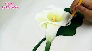 Tutorial De Pintura / Como Pintar Flores / Alcatraz Blanco / How To Paint Calla Lily