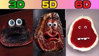 CHARLIE THE STEAK 1D vs 2D vs 3D vs 4D vs 5D vs 6D | WELL DONE  animations