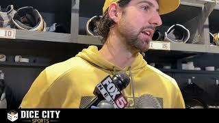 Vegas Golden Knights defenseman Nicolas Hague discusses the Golden Knights’ 6-2 victory