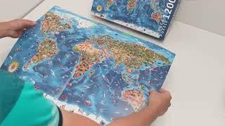 Educa 12000 Wonders of the World - unboxing and mixing all puzzle pieces together