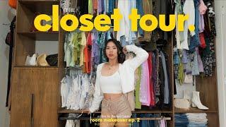 CLOSET TOUR + organize & clean with me (10ft. tall closet) room makeover ep. 2