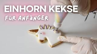 Einhorn Kekse mit Regenbogen-Mähne dekorieren! Kinderleicht zum Nachbacken