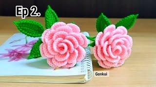 Ep2. Sepals Crochet Small Petal Rose Flower Tutorial step by step | Crochet Flower Bouquet #crochet