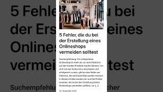 5 Fehler beim Onlineshop Erstellen https://bit.ly/3Wnq09s
