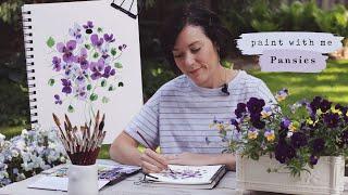 How To Paint Watercolor Pansies | Real Time Beginner Tutorial