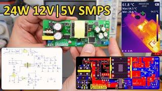 85V-260VAC to 5VDC/12VDC 24W Flyback Switching Power Supply