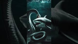 Giant anaconda snake attack the shark #shark #snake #shorts