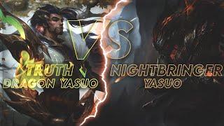 Truth Dragon Yasuo VS Nightbringer Yasuo ( SKIN COMPARISON ) + FEW COMBOS