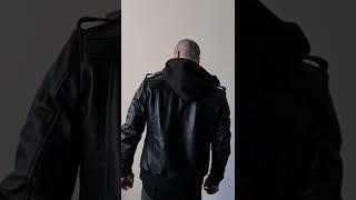 Mens Onyx Black Hooded Leather Jacket