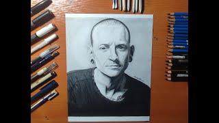 Drawing of Linkin Park: Chester Bennington | Rock band | Raizodark