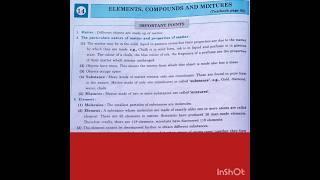 ELEMENTS  COMPONENTS AND MIXTURES  workbooksolution 7thstd