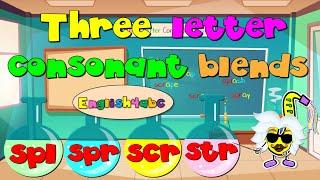 Three Letter Consonant Blends / spl-spr-scr-str / Phonics Song