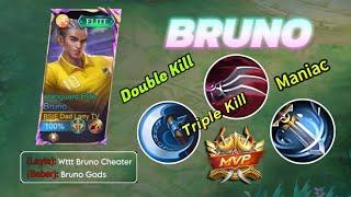 BRUNO MANIAC!! TOP GLOBAL SOLO RANK GAMEPLAY - BEST BUILD MUST TRY #mlbb #mobilelegends #brunomlbb