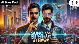 Creating Music with Suno V4 AI  x Neo Mumbai 2047 x AI News | AI Bros Pod EP 9️