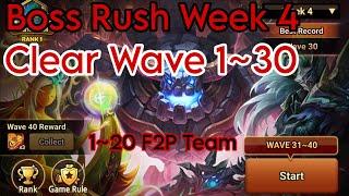 Boss Rush Week 4 Wave 1 ~ 30 - (1~20 F2P & Auto) - Summonres War