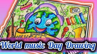 world music day drawing/Happy Music Day Poster Drawing/ How to Draw World Music Day/music day poster