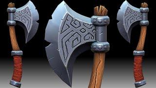 Complete Modeling and Unwrapping a Stylized Viking Axe | Blender | Zbrush | Substance Painter