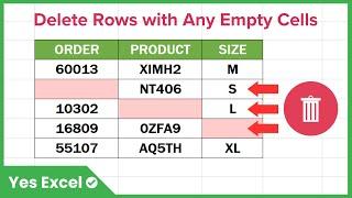 Delete Rows with Empty Cells in Excel