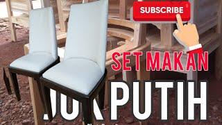 Set Kursi Makan Jok Putih. Doff. Mewah. Elegan. #kursi #meja #furniture #woodworking #kayujati