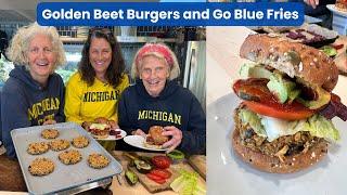 Golden Beet Burgers and Go Blue Fries