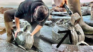 Fossil Hunter Examines HUGE Limestone Nodule! Fossil Hunting for Belemnites | Fossil Hunter