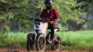 All Terrain Geared Electric Bike with Dual Front Wheel & Quad Suspension