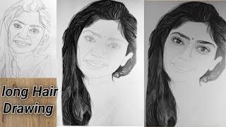 Hyper Realistic Drawing - long Hair/ Art Tutorial video / Hair Drawing for beginners step by step