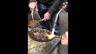 Waffle iron cleaning, Crucible style