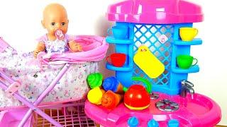 Baby Born doll playing with New Toy Kitchen