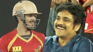 Nagarjuna Feels Proud Of Akhil Hitting Extraordinary SIX Shot | #TeluguWarriors Vs #ChennaiRhinos