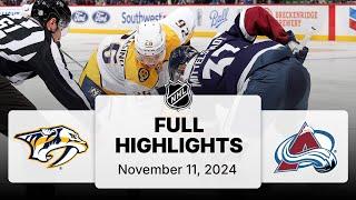 NHL Highlights | Predators vs. Avalanche | November 11, 2024