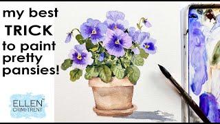 A simple Trick to paint Pretty Watercolor Pansies!