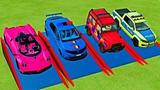 LOAD & TRANSPORT POLICE VEHICLES, LAMBORGHINI, DACIA, BMW, VOLKSWAGEN wıth CRAZY MAN TRUCKS! FS22