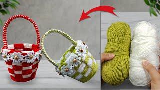 Make a flower vase from a Paper Cup and woolen yarn | Woolen Flowers vase craft idea  | Home Decor