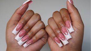 Watch Me Work | 3D Croc Print French Tip Acrylic Nails | Mini Tutorial | Ty Janai Nails 