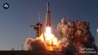 UP CLOSE!  Falcon Heavy Launches Arabsat 6A & Booster Landings