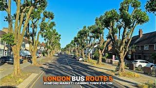 Discover East London on a double-decker Bus 5: Quiet Morning Commute from Romford to Canning Town 