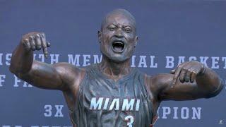 Miami Heat unveil Dwyane Wade statue and he says "Who is that guy?"