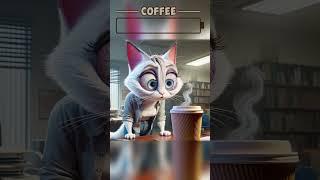 Mother Cat Drinks Lots of Coffee to Get By #funny #catlover #cuteanimals #cartoon