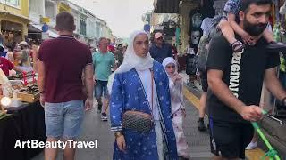 Thailand 4k Phuket Old Town Sunday Market Trough Day to Night Phuket Bazaar