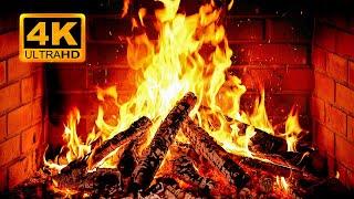  Cozy Fireplace 4K (12 HOURS). Fireplace with Crackling Fire Sounds. Fireplace Ambience