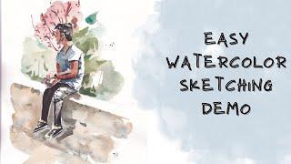 Easy Watercolour Figure Sketch - How to Paint People