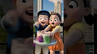 Purple Shock! Squid Dance Craze Over Mystery Drink #squidgame #ai #squidgamedoll #asmr #cute