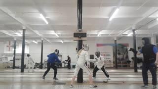 Sabre lesson From Stuart Marshall with Ellen Robbins Wilkinson at Marshall fencing Club