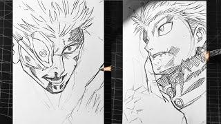 Malevolent vs Benevolent Shrine - Drawing Sukuna vs Yuji Domain Expansion Clash - Jujutsu Kaisen